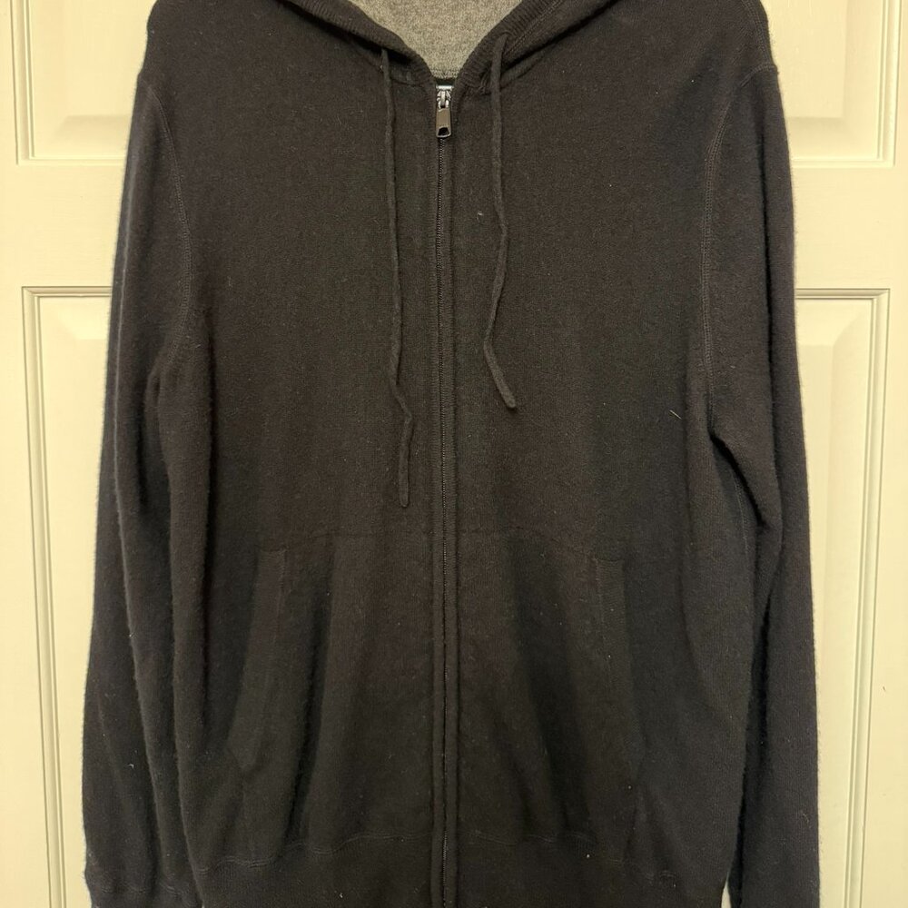 Vince Cashmere Zip Hoodie Sweater Black XL